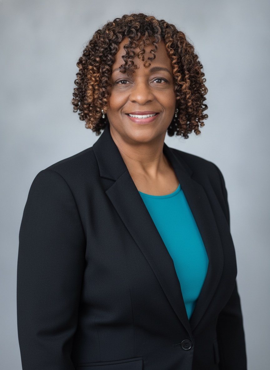 Portrait of Emma Moody, Maryland Notary Public, in business attire
